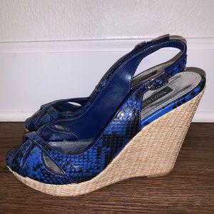 Blue Snakeskin Wedges by White House Black Market